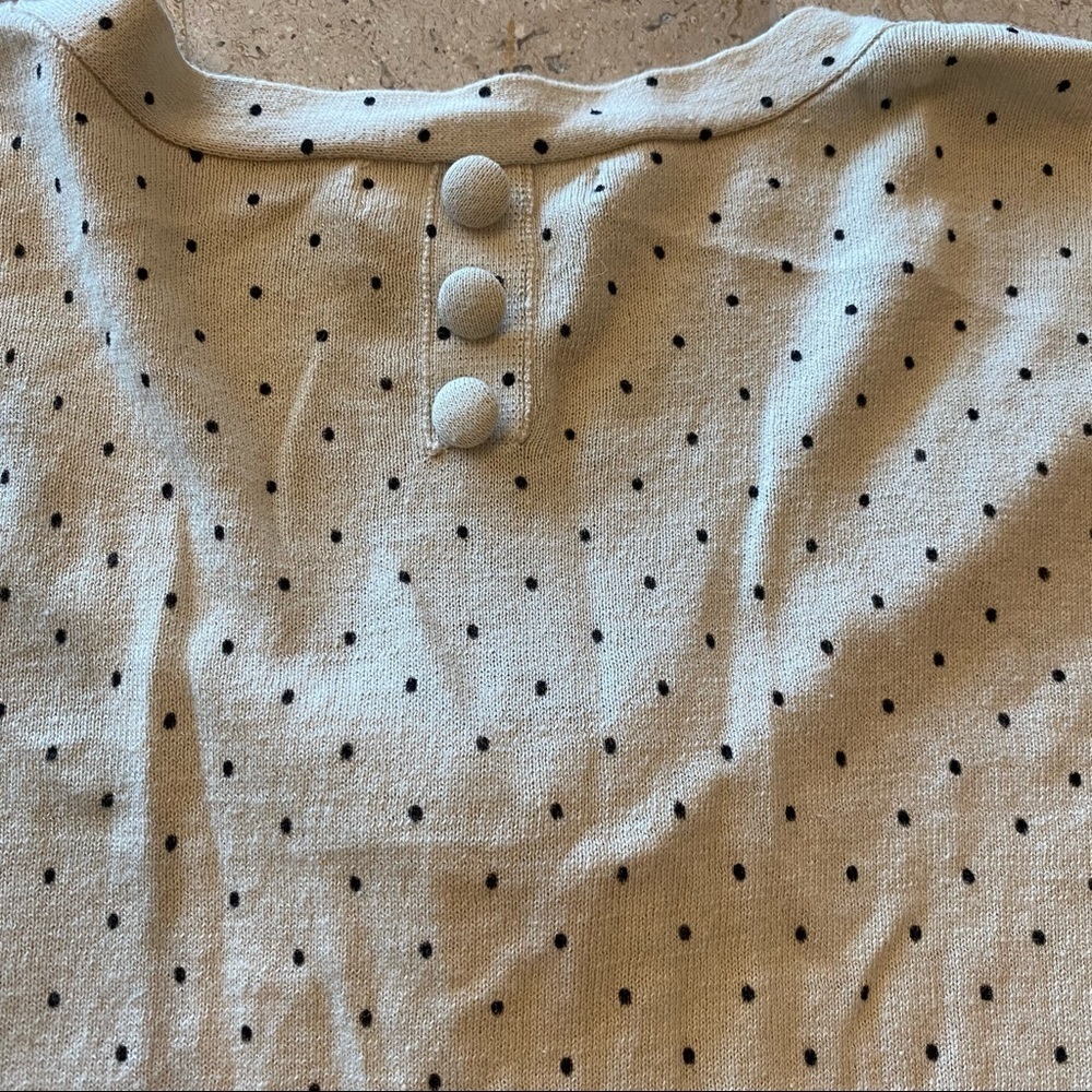 Volcom Sweater Women S/P Ivory with Black Polka Dots Knit Long Sleeve - Picture 4 of 5